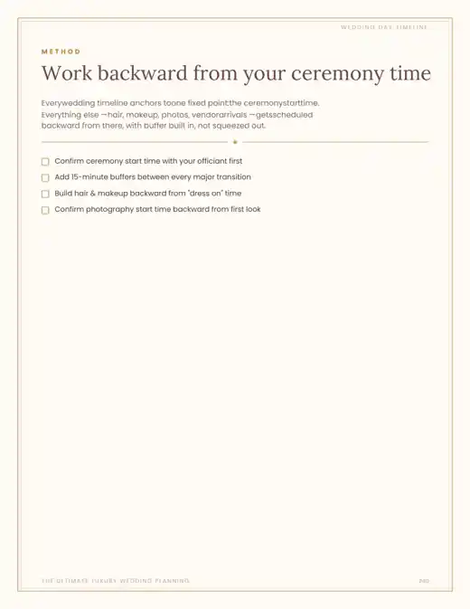 Wedding Planner timeline planning interior page