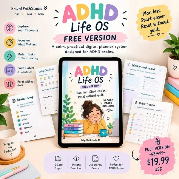 ADHD Life OS — FREE ADHD Planner Sample | Digital Productivity System for ADHD Brains