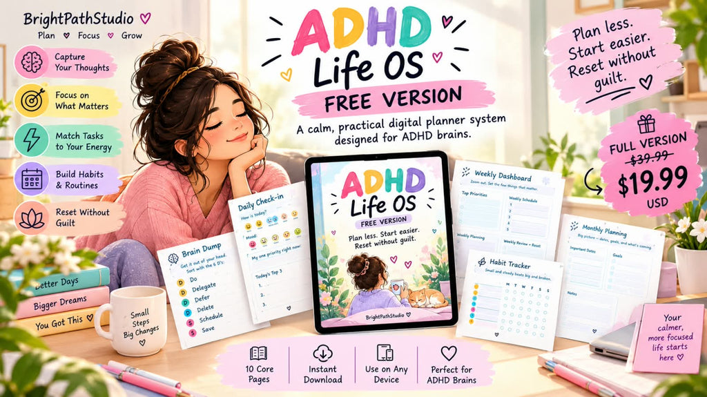 ADHD Life OS — FREE ADHD Planner Sample | Digital Productivity System for ADHD Brains