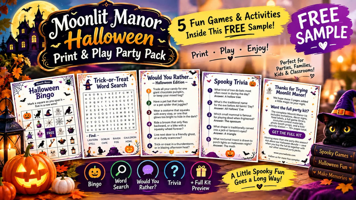 🎃 Halloween Party Printables & Games 2026 | 72-Page Print & Play Party Kit for Kids & Families