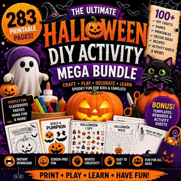 The Ultimate Halloween DIY Activity Mega Bundle | 283 Printable Pages for Kids | Crafts, Games, Coloring, STEM, Classroom & Homeschool PDF